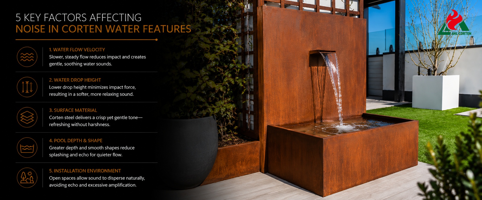 5 Key Factors Affecting Noise in Corten Water Features